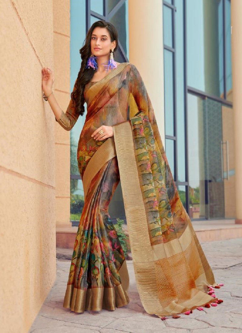 Peach Colour Chapai Vol 6 Joh Rivaj New Latest Printed Ethnic Wear Chapa Silk Saree Collection 11008